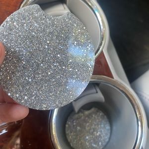 Silver glitter car coasters